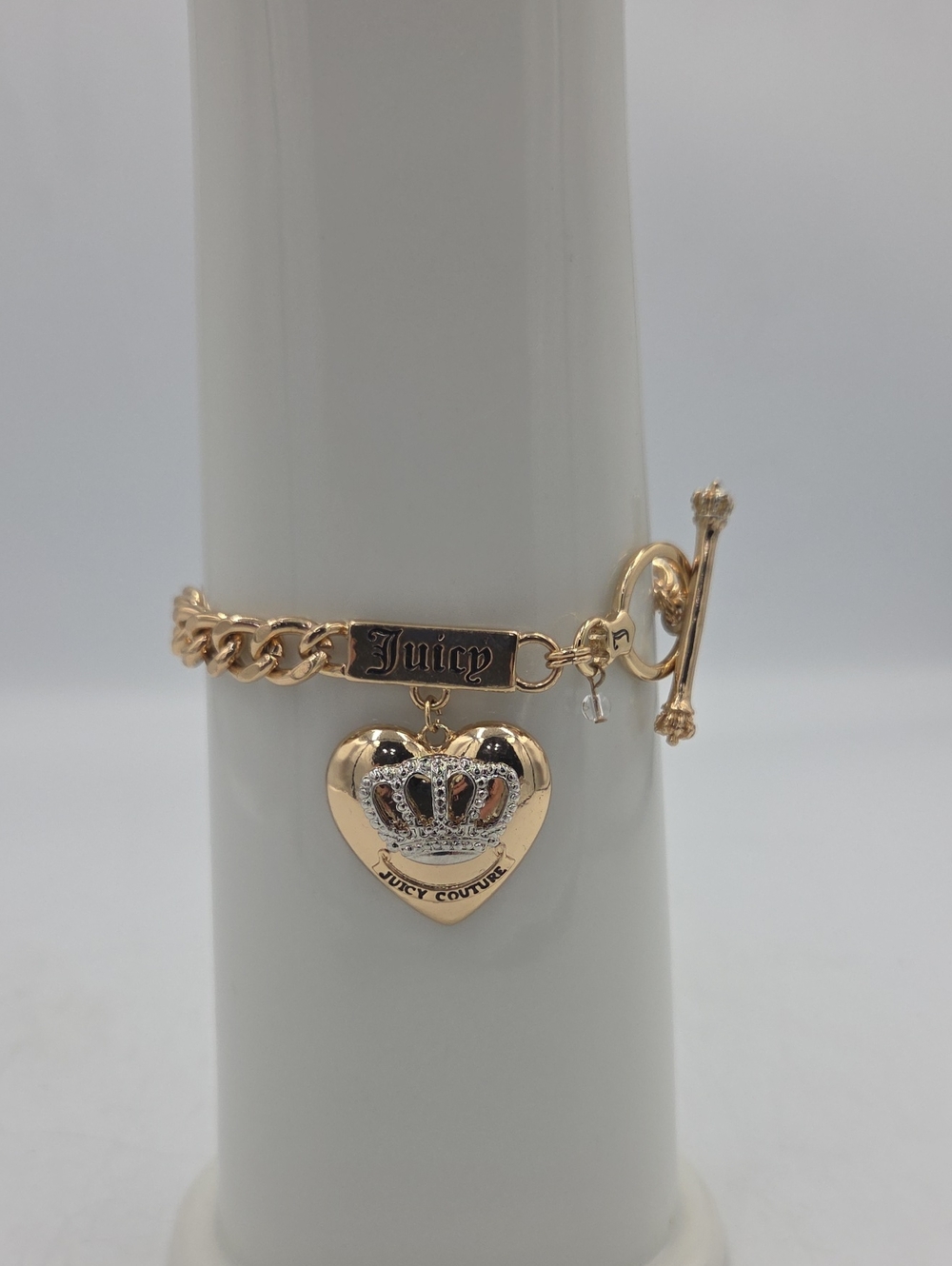 Juicy Couture Gold Heart Charm Crown Bracelet